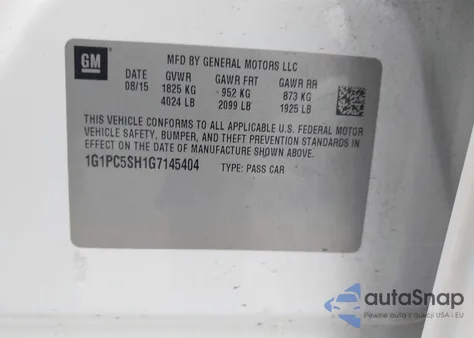 2016 Chevrolet Cruze Limited Ls Auto z USA, uszkodzony, nr VIN 1G1PC5SH1G7145404